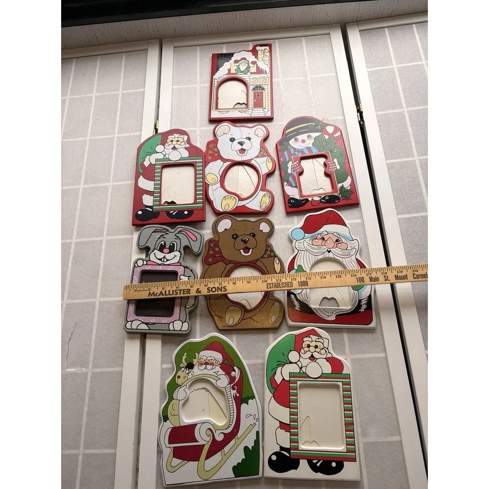 Bundle of 9 Lot 1990's Christmas Holiday Santa Teddy Bear‎ 5x7 Nostalgic Frames